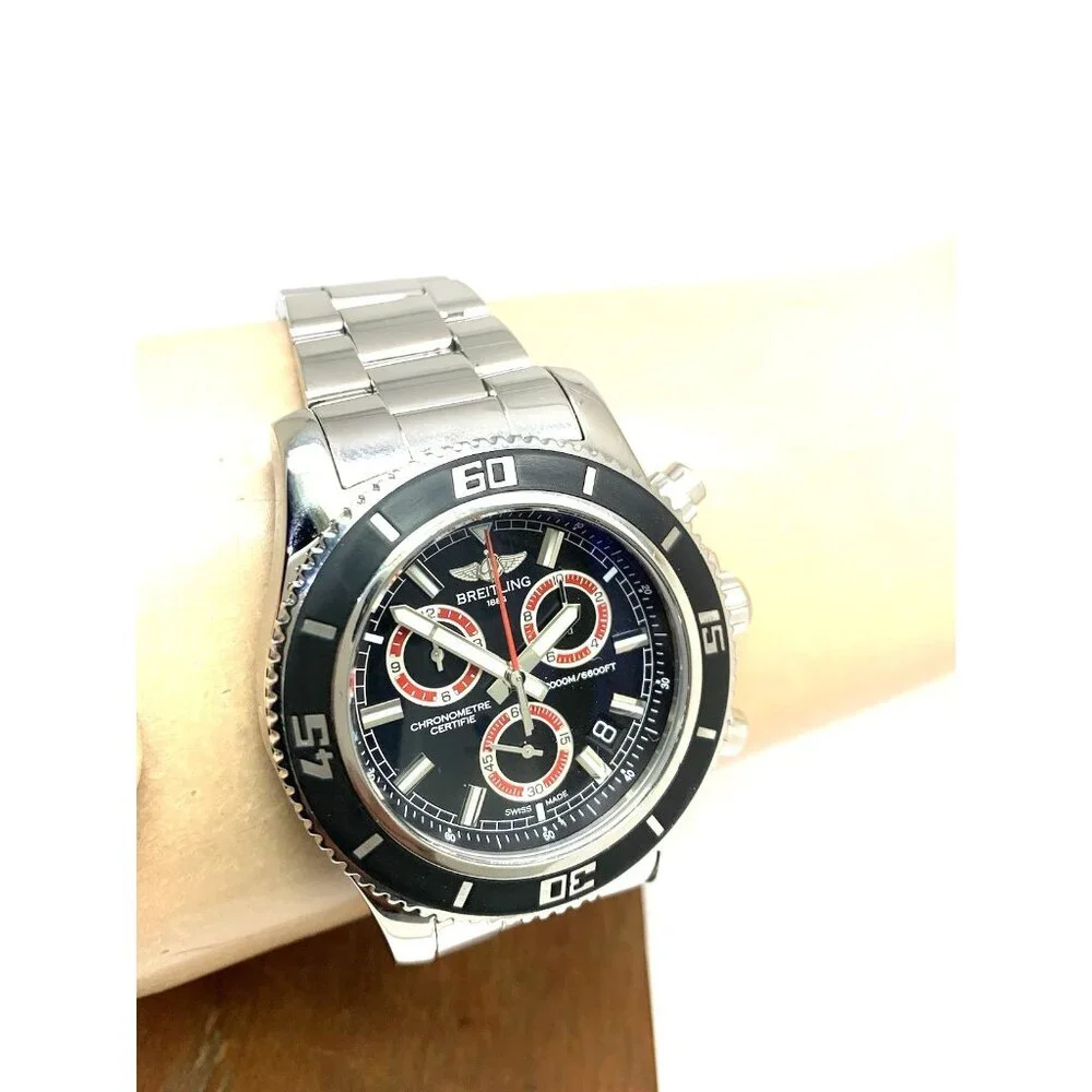 Breitling Men's Watch A73310 Superocean Swiss Quartz Chronograph Black Dial 46mm